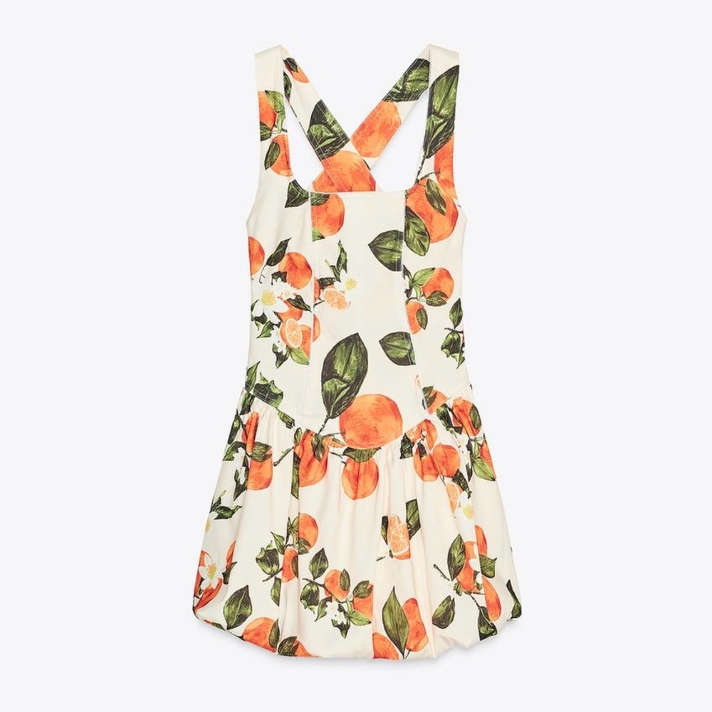 Zara Cream Mini Dress with Orange & Green Citrus Print - Picture 3 of 13